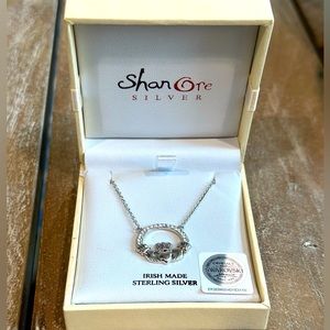 Sterling Silver Claddagh Necklace with Swarovski Crystals